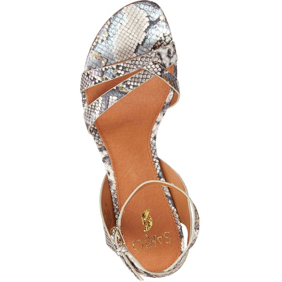 Franco Sarto Ankle Strap Heels Metallic Snake Skin - Picture 2 of 16